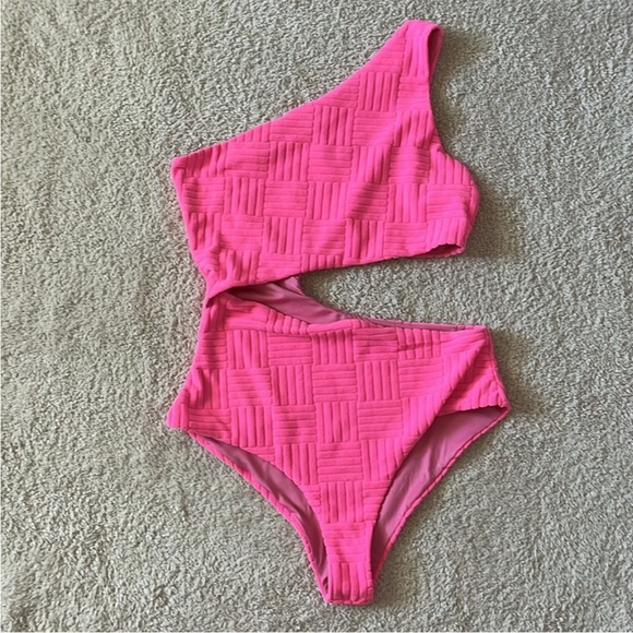 New Beach Riot Celine One Piece Pink Terry Cutout Swimsuit Size XL - Picture 5 of 8